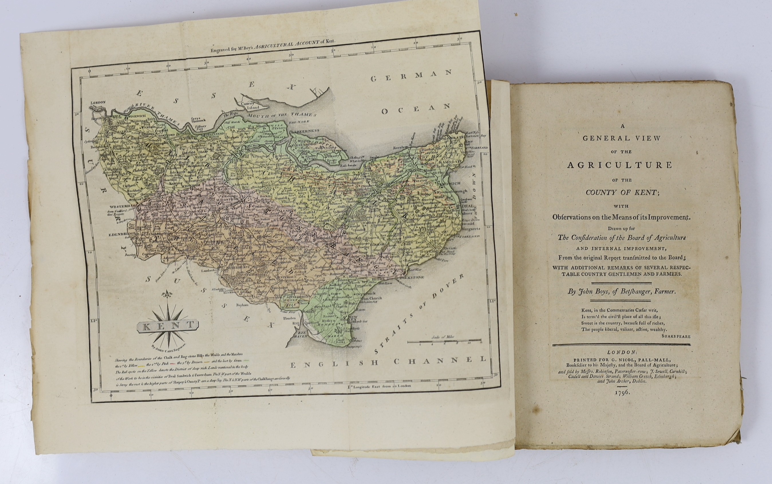 Kilburne, Richard - A Topographie, or Survey of the County of Kent...portrait frontis., headpiece decorations; old panelled calf. 1659; Philpott, Thomas - Villare Cantianum: or Kent Surveyed and Illustrated..... to which